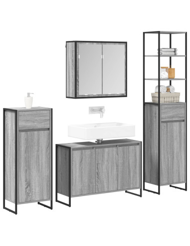Set di mobili per il bagno Grigio Sonoma Legno multistrato