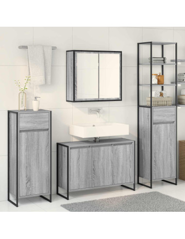 Set di mobili per il bagno Grigio Sonoma Legno multistrato