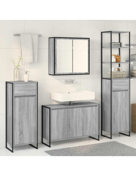 Set di mobili per il bagno Grigio Sonoma Legno multistrato