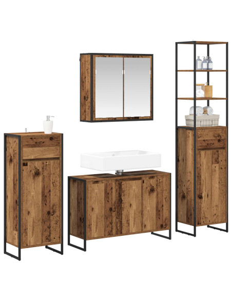 Set di mobili per il bagno Legno vecchio Legno multistrato