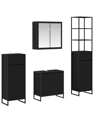 Set di mobili per il bagno Rovere Nero Legno multistrato