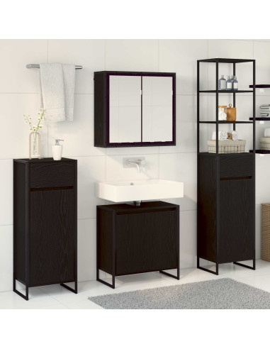 Set di mobili per il bagno Rovere Nero Legno multistrato