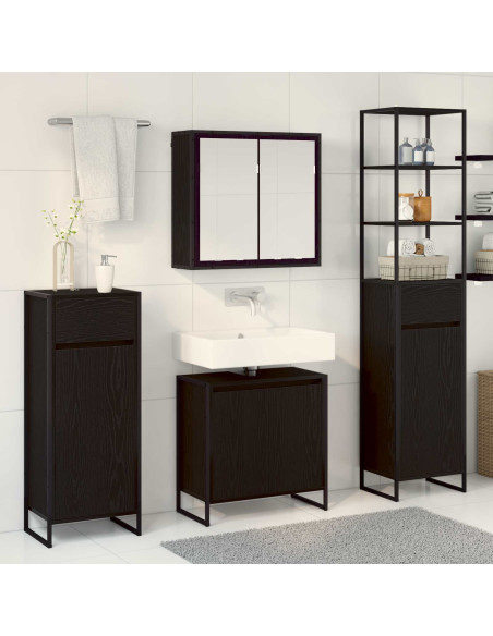 Set di mobili per il bagno Rovere Nero Legno multistrato