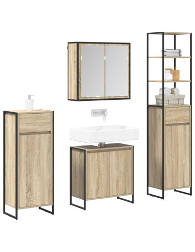 Set di mobili per il bagno Rovere Sonoma Legno multistrato