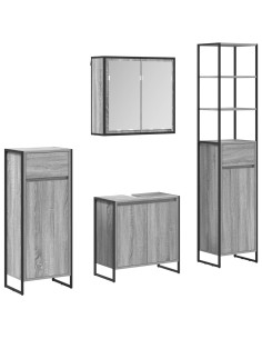 Set di mobili per il bagno Grigio Sonoma Legno multistrato 2