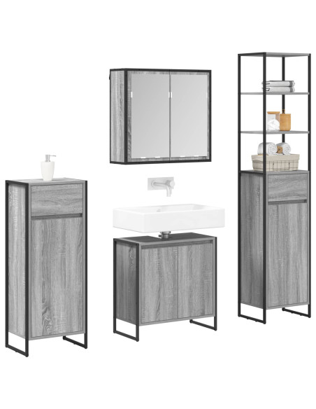 Set di mobili per il bagno Grigio Sonoma Legno multistrato