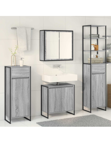 Set di mobili per il bagno Grigio Sonoma Legno multistrato