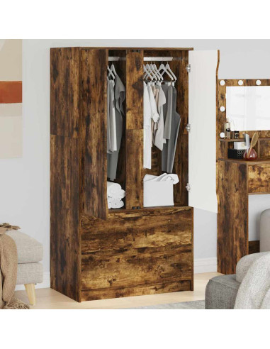 Mobile da Bagno con cassetto Rovere fumé 79,5 x 49 x 156 cm