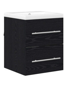 Armadio per Lavabo da Bagno con cassetto Nero 42 x 39 x 52 cm 2