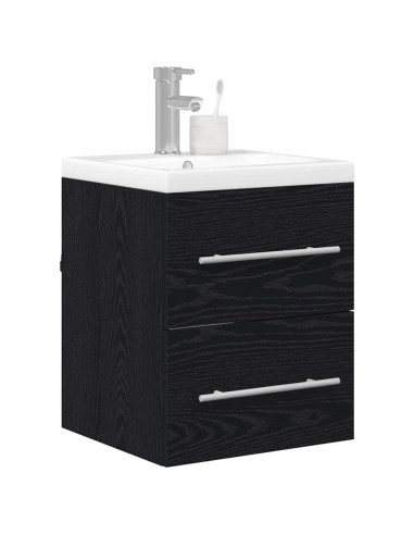 Armadio per Lavabo da Bagno con cassetto Nero 42 x 39 x 52 cm