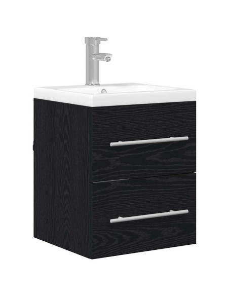 Armadio per Lavabo da Bagno Rovere Nero 41 x 38,5 x 48 cm