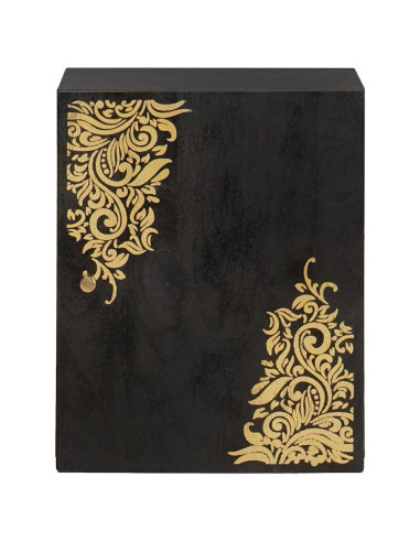 Armadietto a muro Nero 38 x 33 x 48 cm Legno di mango massello