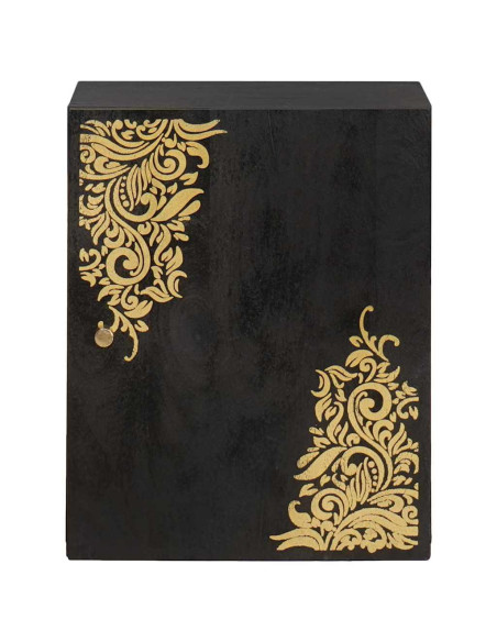 Armadietto a muro Nero 38 x 33 x 48 cm Legno di mango massello