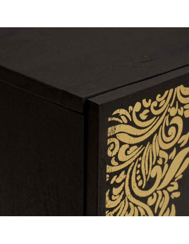 Armadietto a muro Nero 38 x 33 x 48 cm Legno di mango massello