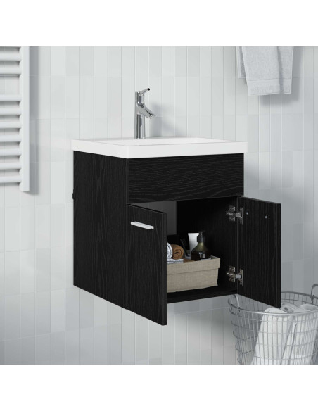 Armadio sottolavello con porta Rovere Nero 41 x 38,5 x 46 cm