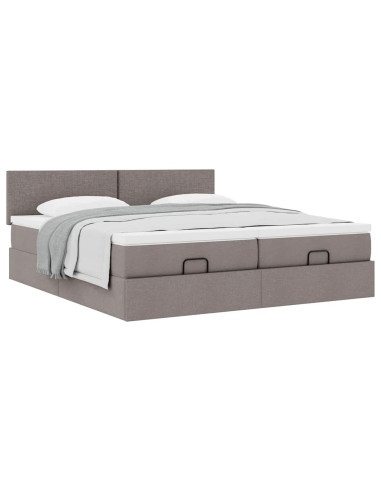 Struttura Letto Pouf con Materassi Tortora 160x200cm in Tessuto