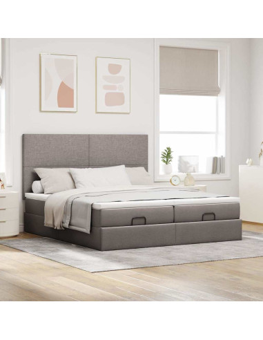 Struttura Letto Pouf con Materassi Tortora 160x200cm in Tessuto