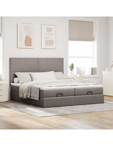 Struttura Letto Pouf con Materassi Tortora 160x200cm in Tessuto