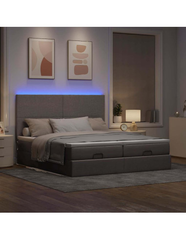 Struttura Letto Pouf con Materassi Tortora 160x200cm in Tessuto