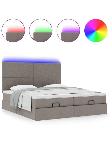 Struttura Letto Pouf con Materassi Tortora 160x200cm in Tessuto