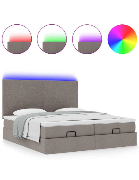 Struttura Letto Pouf con Materassi Tortora 160x200cm in Tessuto