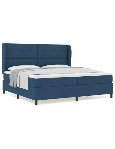 Letto a molle con materasso Blu 200 x 200 cm Tessuto