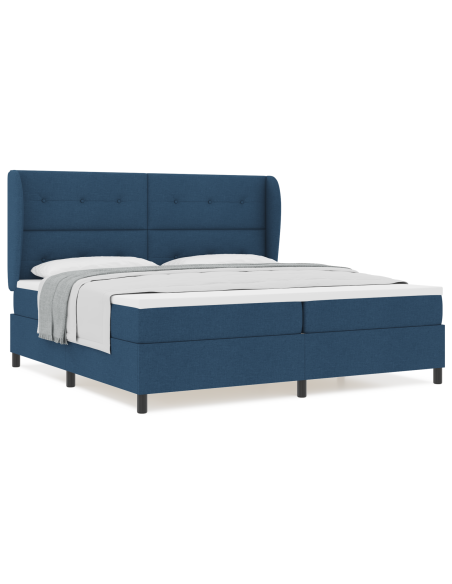 Letto a molle con materasso Blu 200 x 200 cm Tessuto