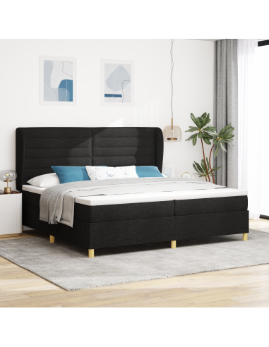 Letto con molle e materasso Grigio Scuro 90x190 cm Tessuto Nero