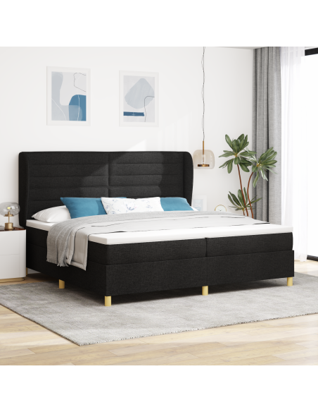 Letto con molle e materasso Grigio Scuro 90x190 cm Tessuto Nero