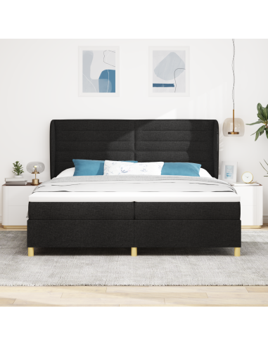 Letto con molle e materasso Grigio Scuro 90x190 cm Tessuto Nero