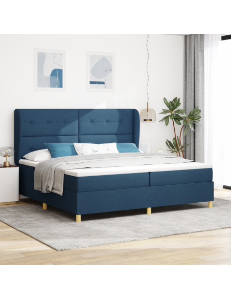 Letto con molle e materasso Grigio Scuro 90x190 cm Tessuto Blu