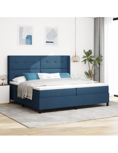 Letto a molle con materasso Blu 200 x 200 cm Tessuto