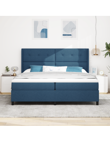 Letto a molle con materasso Blu 200 x 200 cm Tessuto