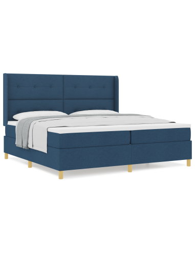 Letto a molle con materasso Blu 200 x 200 cm Tessuto