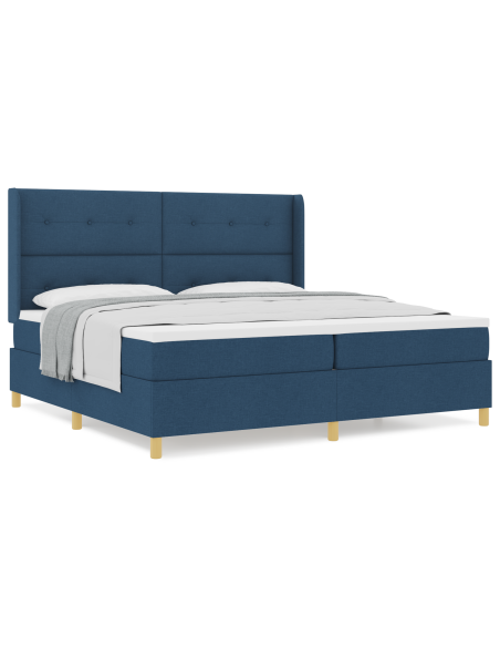 Letto a molle con materasso Blu 200 x 200 cm Tessuto