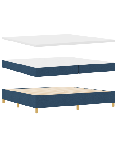 Letto a molle con materasso Blu 200 x 200 cm Tessuto
