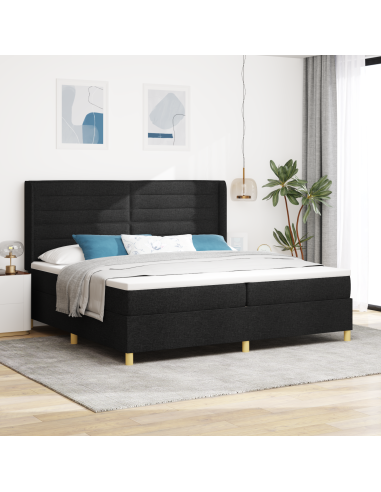 Letto a molle con materasso Nero 140 x 200 cm Tessuto