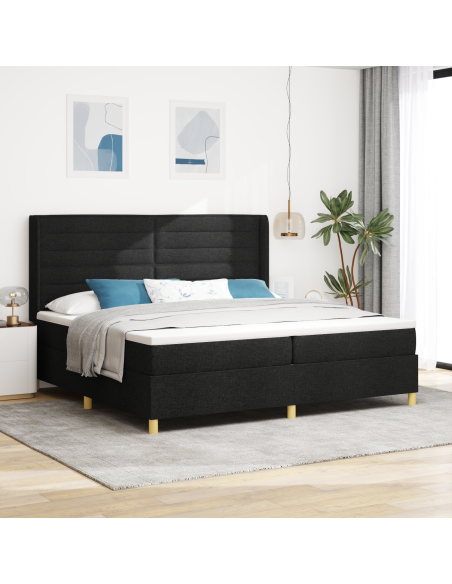 Letto a molle con materasso Nero 140 x 200 cm Tessuto