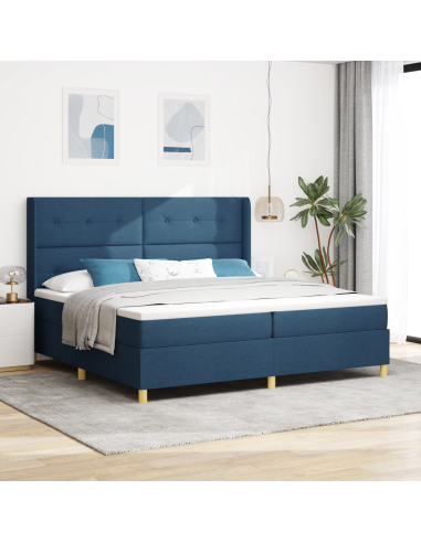 Letto a molle con materasso Blu 140 x 200 cm Tessuto