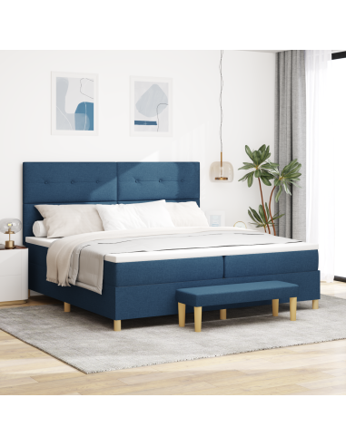 Letto a molle con materasso Blu 200 x 200 cm Tessuto