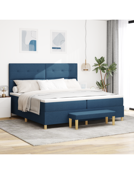Letto a molle con materasso Blu 200 x 200 cm Tessuto