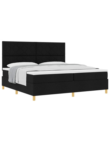 Letto a molle con materasso Nero 200 x 200 cm Tessuto