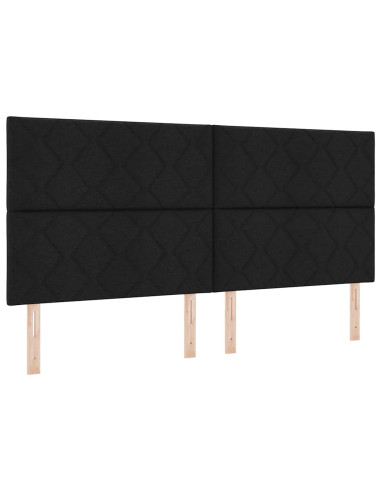 Letto a molle con materasso Nero 200 x 200 cm Tessuto