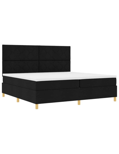 Letto a molle con materasso Nero 200 x 200 cm Tessuto