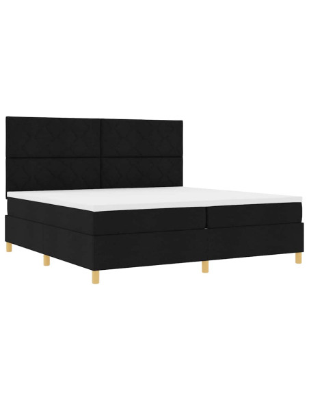 Letto a molle con materasso Nero 200 x 200 cm Tessuto