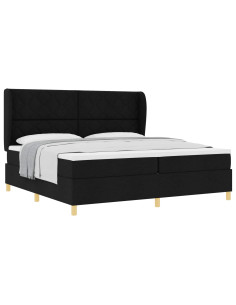 Letto con molle e materasso Grigio Scuro 90x190 cm Tessuto Nero 2