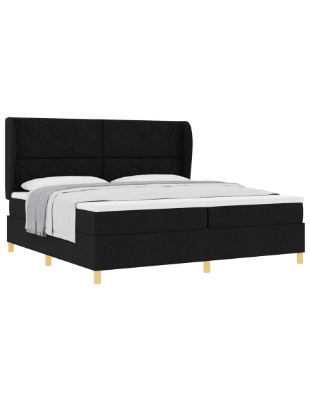 Letto con molle e materasso Grigio Scuro 90x190 cm Tessuto Nero