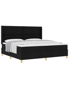 Letto a molle con materasso Nero 200 x 200 cm Tessuto 2