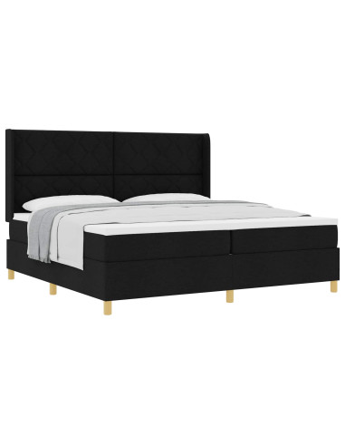 Letto a molle con materasso Nero 200 x 200 cm Tessuto