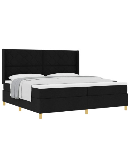 Letto a molle con materasso Nero 200 x 200 cm Tessuto